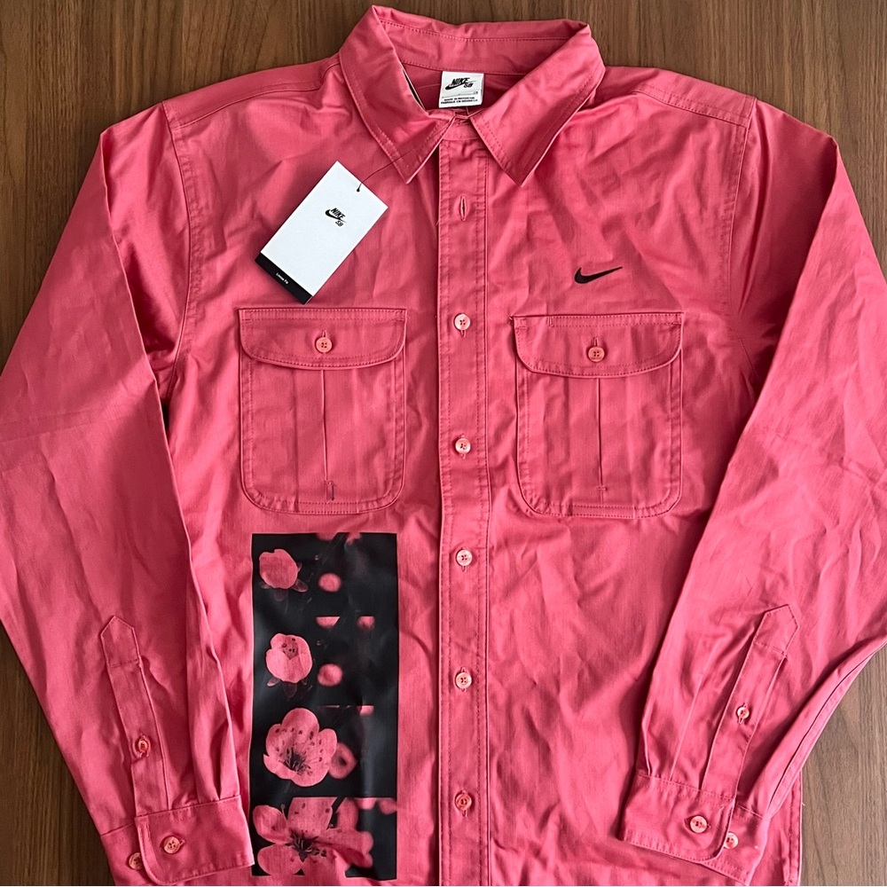 ($110) Nike Skateboarding SB Tanglin Floral Blossum Shirt Mens S Pink DV9052-655